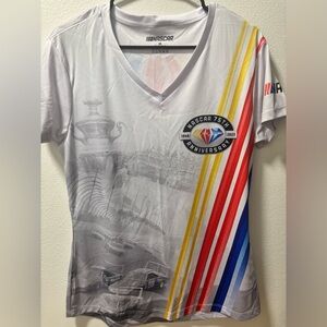 NASCAR 75th Anniversary Tee with Red and Yellow Stripes NWT